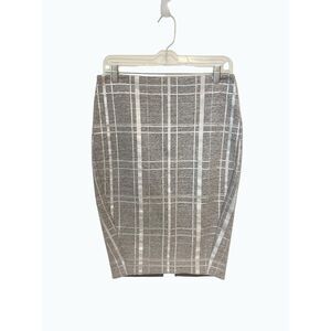 Elizabeth and James Layla silver Metallic Plaid Pencil Skirt 8 Fits 6